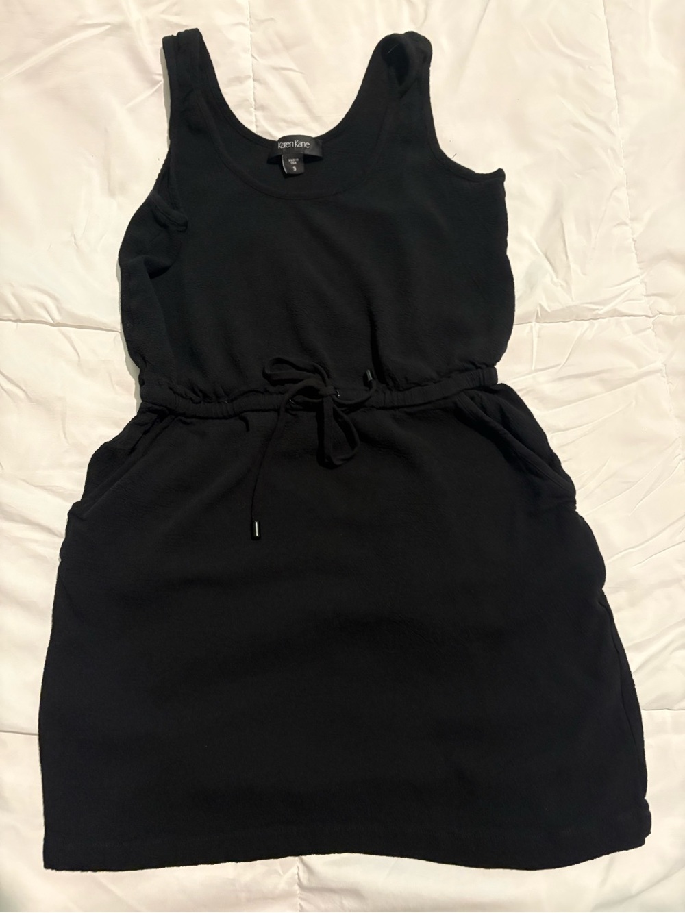 Karen Kane Black Sleeveless Drawstring Waist Tank Dress